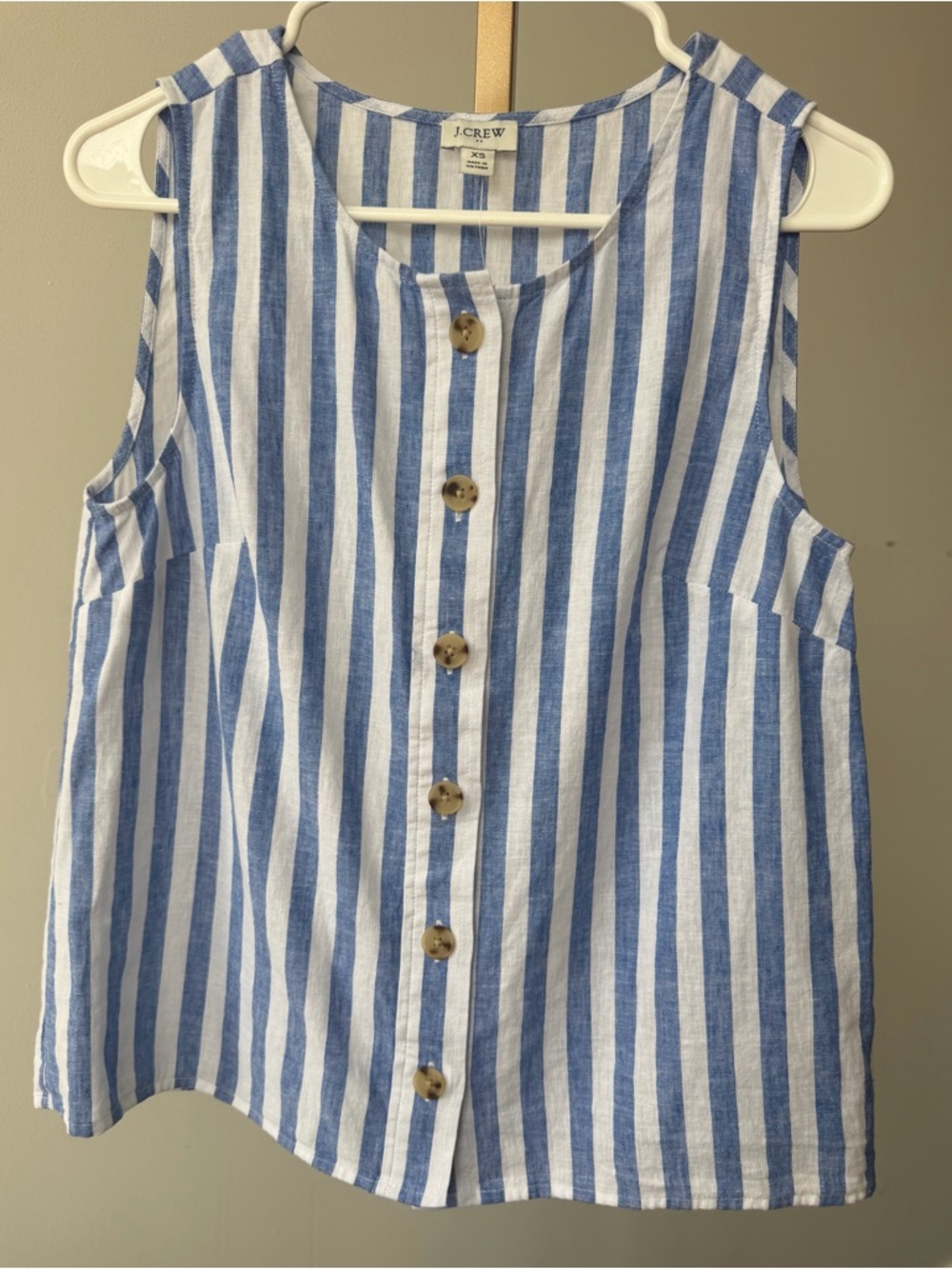 J.CREW Factory Striped linen blend Tank Size XS NWT CK742 - Picture 4 of 16